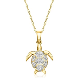 image:imageRossSimons Diamond Turtle Pendant Necklace in 14kt Yellow Gold 18 inches