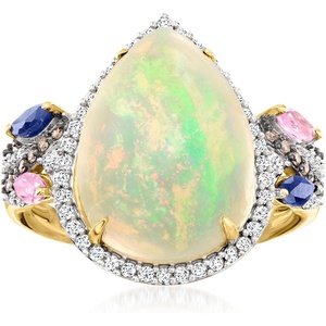 image:imageRossSimons Ethiopian Opal Ring With 38 ct tw Multicolored Diamonds and 20 ct tw Multicolored Sapphires in 14kt Yellow Gold Size 7