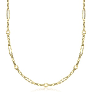 image:imageRossSimons Italian 14kt Yellow Gold Alternating Cable and Paper Clip Link NecklaceNo Gemstone