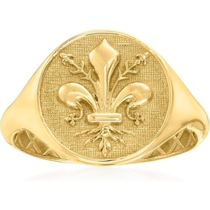 image:imageRossSimons Italian 14kt Yellow Gold FleurDeLis Signet RingNo Gemstone