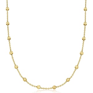 image:imageRossSimons Italian 18kt Gold Over Sterling MoonCut Bead Station NecklaceNo Gemstone