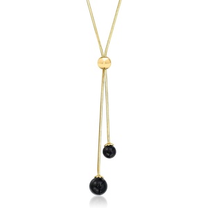 image:imageRossSimons Italian 68mm Onyx Bead Lariat Necklace in 18kt Gold Over Sterling 22 inches