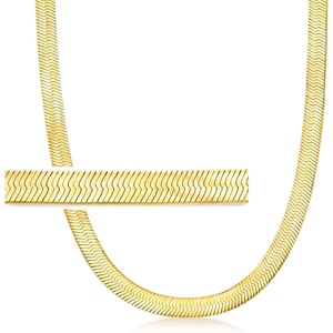 image:imageRossSimons Italian 8mm 18kt Gold Over Sterling Herringbone NecklaceNo Gemstone