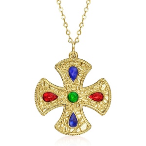 image:imageRossSimons Italian Multicolored Enamel Cross Necklace in 14kt Yellow Gold 18 inches