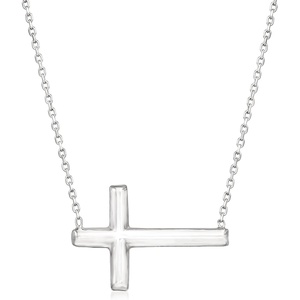 image:imageRossSimons Italian Sterling Silver Sideways Cross NecklaceNo Gemstone