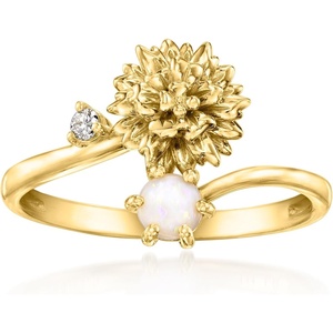 image:imageRossSimons Marigold FlowerOctober Birthstone Ring With Opal and Single LabGrown Diamond in 18kt Gold Over SterlingDiamond