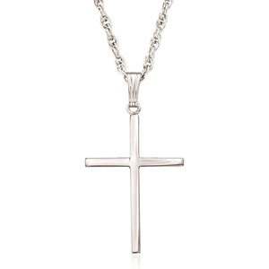 image:imageRossSimons Mens Sterling Silver Classic Cross Pendant Necklace 22 inches
