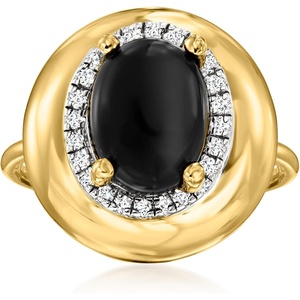 image:imageRossSimons Onyx and 20 ct tw White Topaz Ring in 18kt Gold Over SterlingOnyx