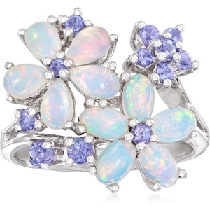 image:imageRossSimons Opal and 36 ct tw Tanzanite Flower Ring in Sterling SilverOpal