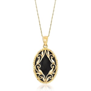 image:imageRossSimons Oval Black Onyx and 14kt Yellow Gold Pendant NecklaceOnyx