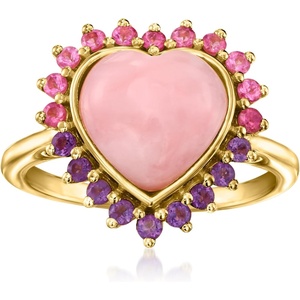 image:imageRossSimons Pink Opal Heart Ring With 20 ct tw Pink Tourmalines and 10 ct tw Amethysts in 18kt Gold Over SterlingAmethyst