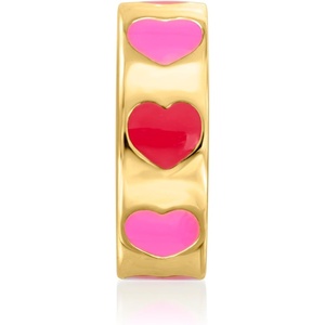 image:imageRossSimons Red and Pink Enamel Heart Bead Charm in 18kt Gold Over Sterling