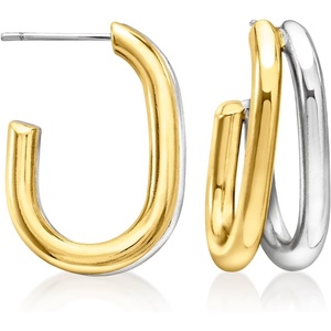 image:imageRossSimons Silver and 14kt GoldPlated DoubleRow JHoop Earrings