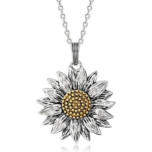 image:imageRossSimons Sterling Silver and 14kt Yellow Gold Sunflower Pendant Necklace 18 inches