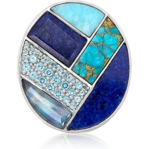 image:imageRossSimons Tonal Blue MultiGemstone Inlay Ring With 380 Carat Sapphire and 80 ct tw Swiss Blue Topaz in Sterling SilverFluorite