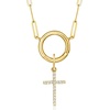 image:imagePure Collection by RossSimons 010 ct tw Diamond Cross Charm in 14kt Yellow Gold