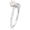 image:imageRossSimons 455mm Cultured Pearl Ring With Single CZ in Sterling Silver