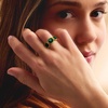 image:imageRossSimons 550 ct tw BezelSet Emerald 3Stone Ring in 18kt Gold Over SterlingEmerald