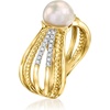 image:imageRossSimons 758mm Cultured Pearl MultiRow Ring With 11 ct tw Diamonds in 18kt Gold Over Sterling