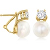 image:imageRossSimons Italian 9510mm Cultured Pearl and 150 ct tw CZ Drop Earrings in 18kt Gold Over Sterling