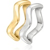 image:imageRossSimons Italian Sterling Silver and 18kt Gold Over Sterling Jewelry Set 2 Wavy RingsNo Gemstone