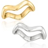 image:imageRossSimons Italian Sterling Silver and 18kt Gold Over Sterling Jewelry Set 2 Wavy RingsNo Gemstone