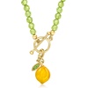image:imageRossSimons Yellow Chalcedony Lemon Charm With Chrome Diopsides in 18kt Gold Over Sterling