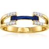 image:imageRossSimons 010 ct tw Diamond and Blue Enamel Ring in 18kt Gold Over SterlingDiamond