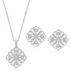 image:imageRossSimons 025 ct tw Diamond Jewelry Set Geometric Floral Pendant Necklace and Earrings in Sterling SilverDiamond