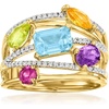 image:imageRossSimons 180 ct tw MultiGemstone Highway Ring With 16 ct tw Diamonds in 18kt Gold Over SterlingAmethyst