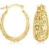 image:imageRossSimons 18kt Gold Over Sterling Floral Filigree Hoop Earrings