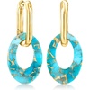 image:imageRossSimons 18kt Gold Over Sterling Hoop Earrings With Removable Oval Turquoise Drops