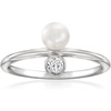 image:imageRossSimons 455mm Cultured Pearl Ring With Single CZ in Sterling Silver