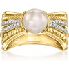 image:imageRossSimons 758mm Cultured Pearl MultiRow Ring With 11 ct tw Diamonds in 18kt Gold Over Sterling