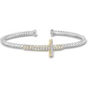 image:imageRossSimons Charles Garnier 30 ct tw CZ Cross Cross Bracelet in Sterling Silver and 18kt Gold Over Sterling 75 inches