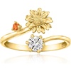 image:imageRossSimons Daisy FlowerApril Birthstone Ring With Single Citrine and 25 Carat LabGrown Diamond in 18kt Gold Over SterlingCitrine