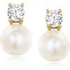 image:imageRossSimons Italian 9510mm Cultured Pearl and 150 ct tw CZ Drop Earrings in 18kt Gold Over Sterling