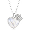 image:imageRossSimons MotherOfPearl Heart Necklace With CZ Paw Print Charm in Sterling Silver 18 inches