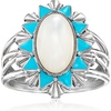 image:imageRossSimons MotherOfPearl Ring With Blue Enamel in Sterling Silvermother of pearl