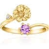 image:imageRossSimons Violet FlowerFebruary Birthstone Ring With 20 Carat Amethyst and Single LabGrown Diamond in 18kt Gold Over SterlingAmethyst