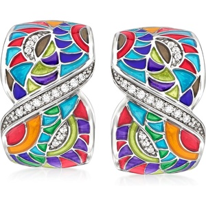 image:imageBelle Etoile Tropicalia Multicolored Enamel and 20 ct tw CZ Earrings in Sterling Silver