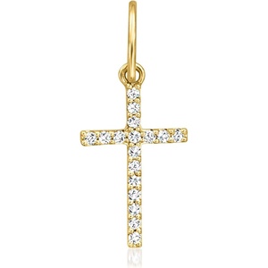 image:imagePure Collection by RossSimons 010 ct tw Diamond Cross Charm in 14kt Yellow Gold