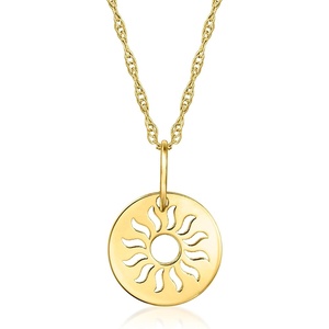 image:imagePure Collection by RossSimons 14kt Yellow Gold Sun CutOut Charm NecklaceNo Gemstone