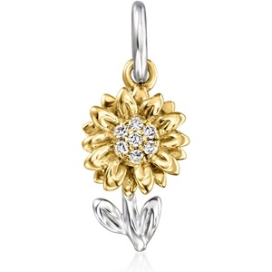 image:imagePure Collection by RossSimons Sterling Silver and 14kt Yellow Gold Sunflower Charm With Diamonds