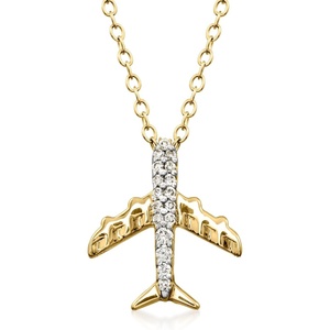 image:imageRossSimons 010 ct tw Diamond Airplane Necklace in 18kt Gold Over SterlingDiamond