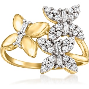 image:imageRossSimons 050 ct tw Diamond Butterfly Ring in 18kt Gold Over SterlingDiamond