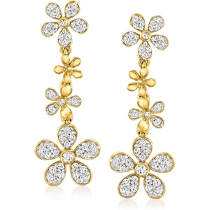 image:imageRossSimons 050 ct tw Diamond Daisy Drop Earrings in 18kt Gold Over Sterling