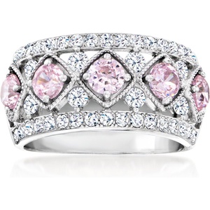 image:imageRossSimons 080 ct tw CZ and 70 ct tw Simulated Pink Sapphire Ring in Sterling SilverSapphire