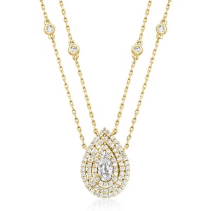 image:imageRossSimons 090 ct tw CZ 2Strand Drop Necklace in 18kt Gold Over SterlingCubic Zirconia