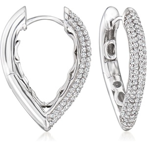 image:imageRossSimons 120 ct tw CZ VShaped Hoop Earrings in Sterling Silver